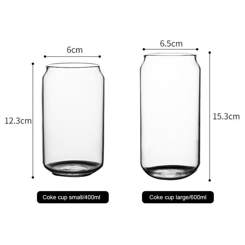 400ml/600ml Can Shape Glass Water Milk Juice Simple Juice Cup Beer Glass Dessert Cup Shake Glass