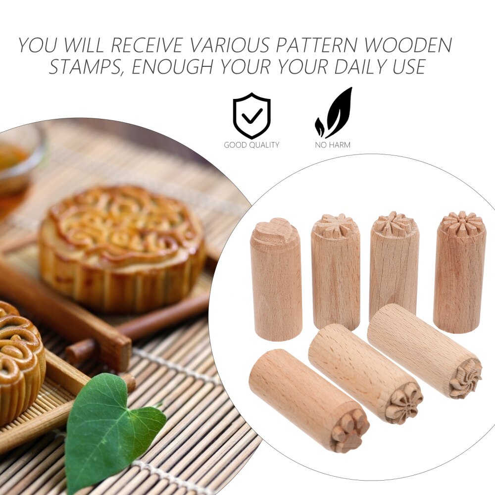7/5 Pcs Wooden Clay Pottery Stamp Pottery Tool Wood Block Stamp Clay Decorative Stamp DIY Crafts Ideal