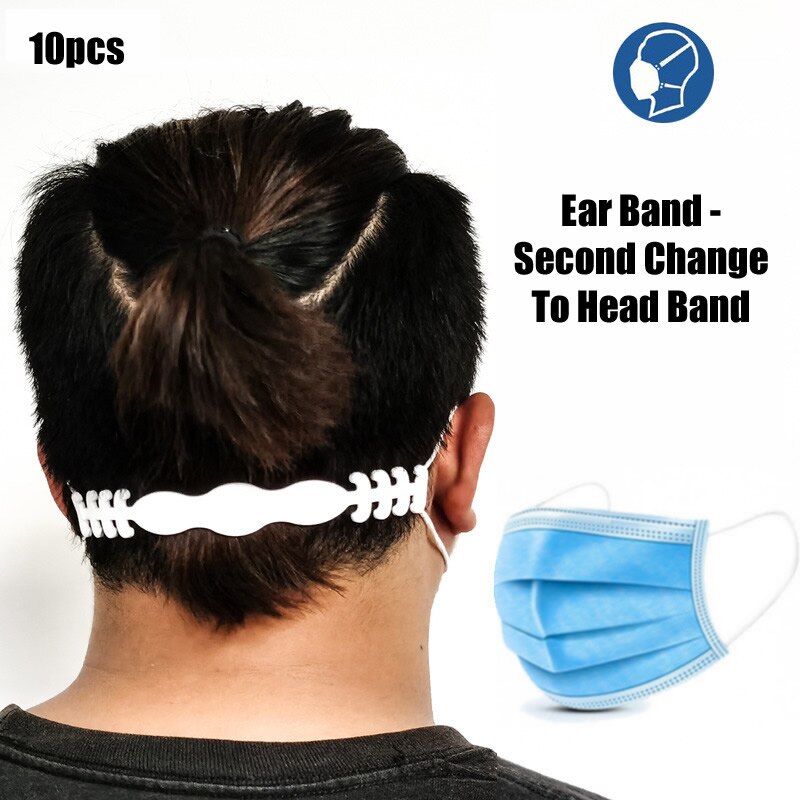10 stk hovedbæltebånd til engangsmaske ørebånd andet skift hovedbælte maske ledsager udløser tryk på øre arbejdssikkerhed: Hvid