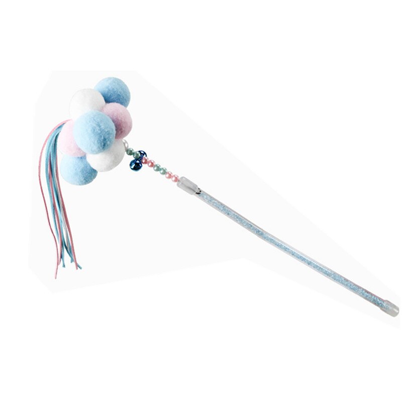 Juguetes para gatos, palillo interactivo para gatos, divertida caña de pescar para gatos, varita de juego, palo de plumas, accesorios para mascotas: Blue