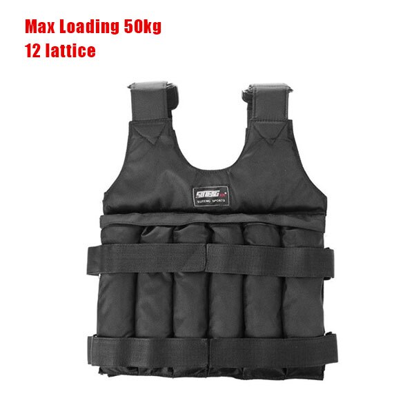 SUTENG 20KG / 50KG Max Loading Weighted Vest Durable Adjustable Boxing Training Thickening Exercise Waistcoat Fitness Jacket: Brown