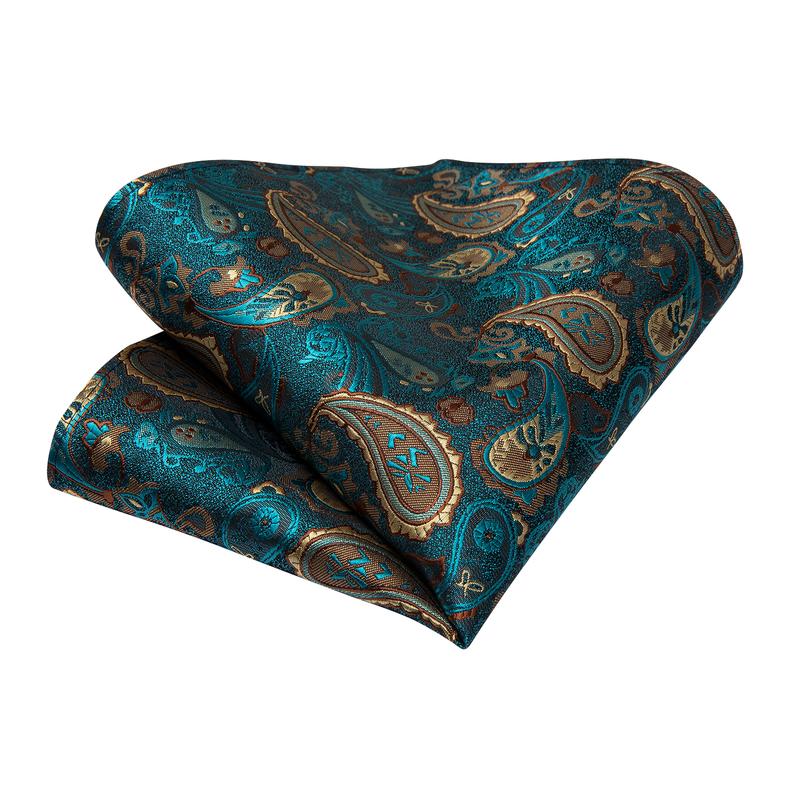 Hi-tie lyxbox klassisk paisley mörkgrön slips mild herrslips handy manschettknappar set slips för män bröllop