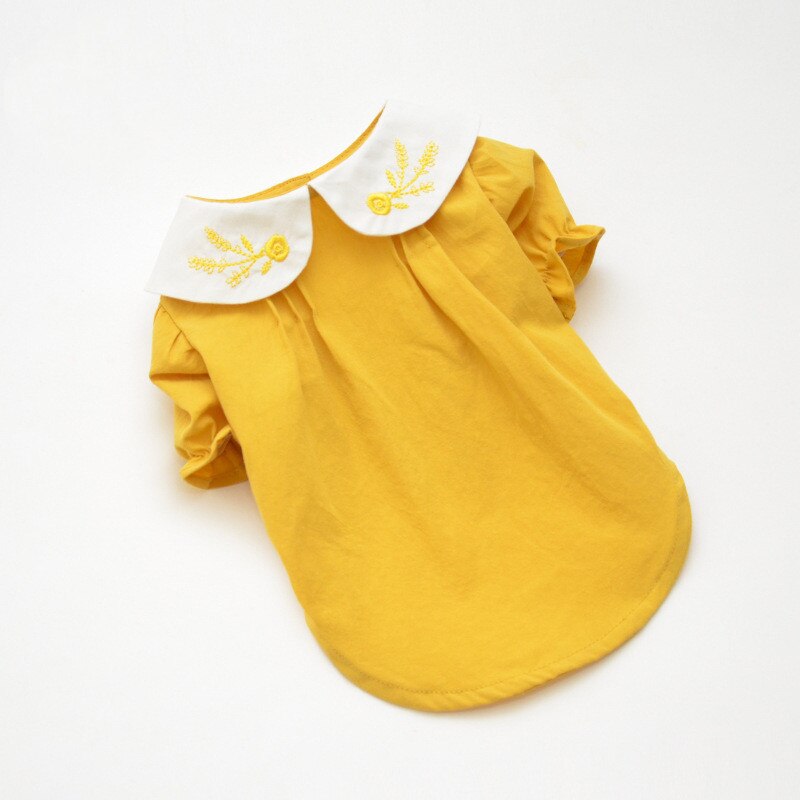 Pomeranian Hond Kleren Shirt Kat Puppy Jas Zomer Huisdier Kleding Tops Yorkie Yorkshire Shih Tzu Maltese Poedel Bichon Kostuum: YELLOW / S