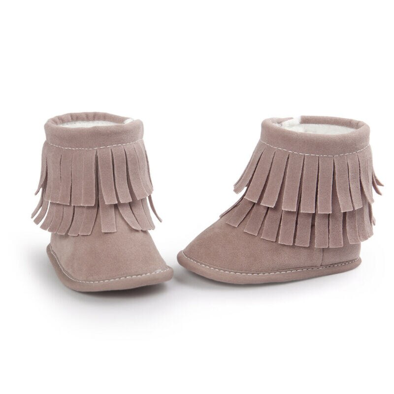 Bébé infantile filles hiver gland bottes -né bambin chaussures à semelle souple 3-11M