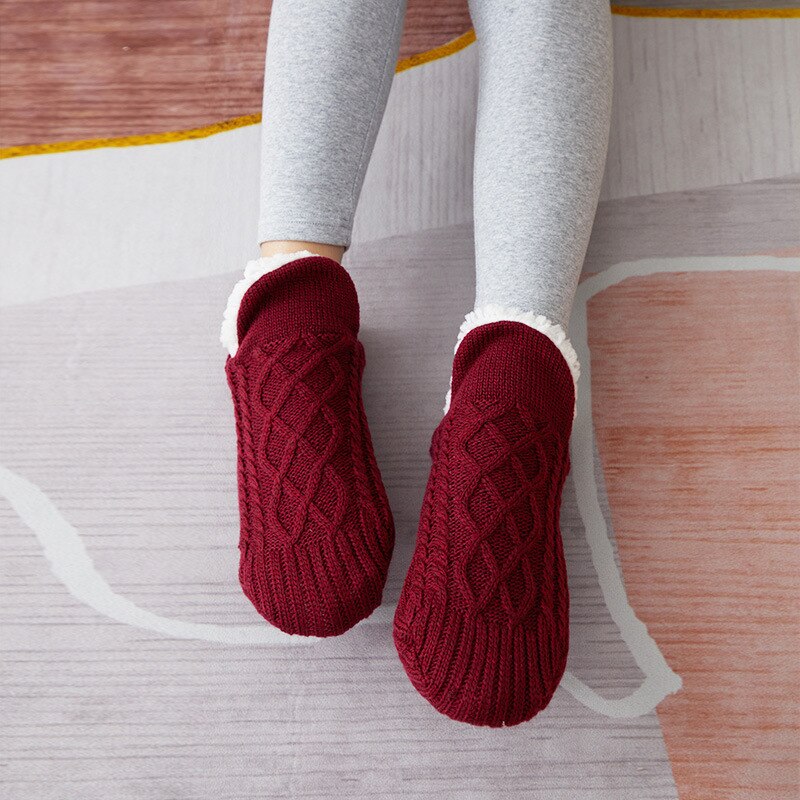 Calcetines gruesos de algodón para el hogar, medias antideslizantes para dormir, zapatos cálidos de invierno para dormitorio, para niñas, novedad: 04 / 24CM