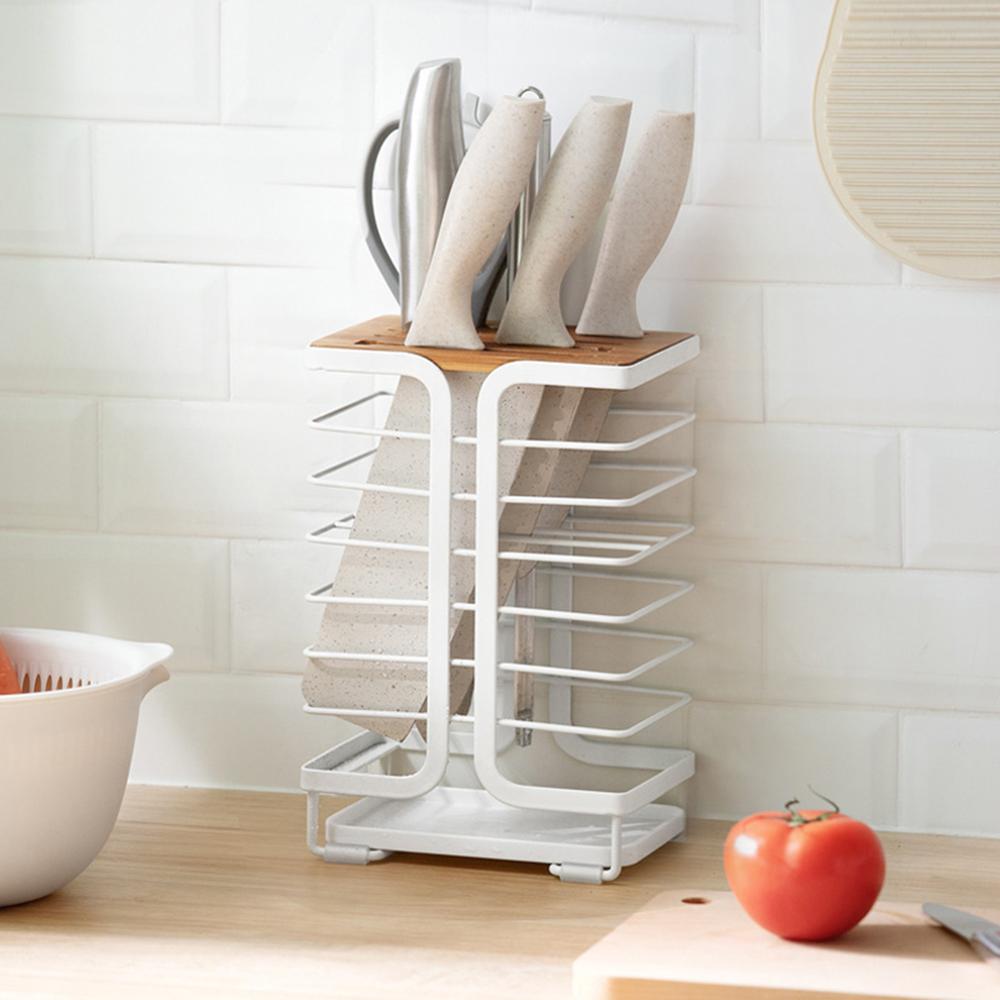 Multifunctional countertop knife storage rack Nachuan kitchen supplies iron outer frame with tray drain knife rack