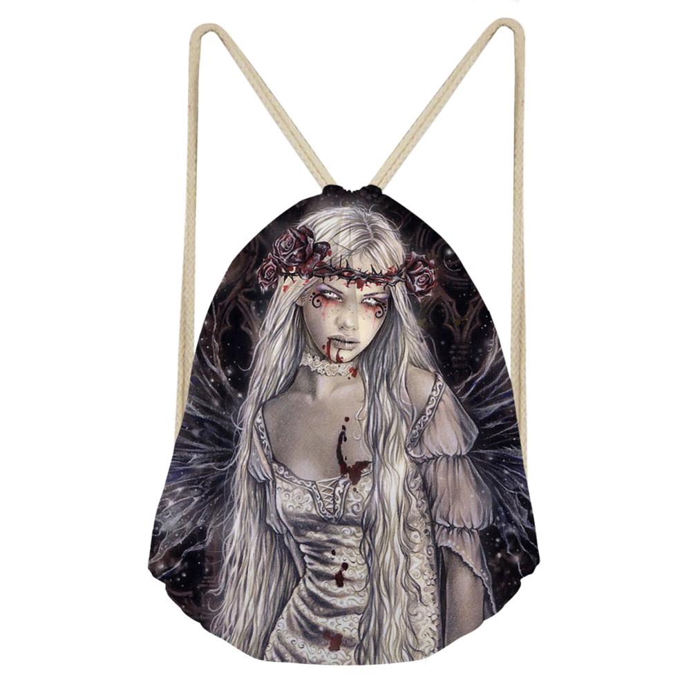 Gothic Dark Art Koord Tassen Voor Vrouwen Meisjes Trekkoord Rugzak Rugzak Black Travel Opslag Pouch Mochila Bundel Zak: CDGX882Z3