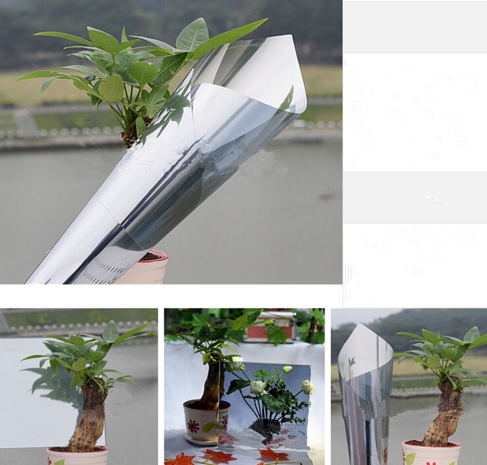 Mirror Silver&Silver 20% VLT Solar Reflective Window Film Privacy Tint Decoration Waterproof 70cm x 500cm