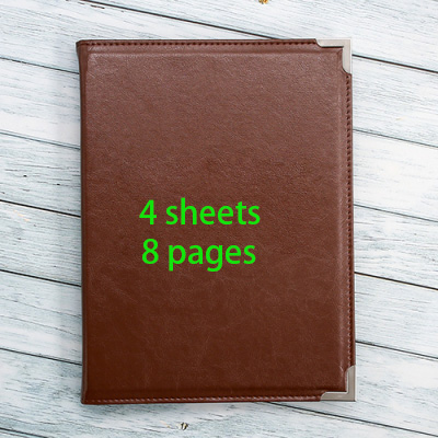 Beauty Salon Price List Folder Display Menu Book PU Leather Material: 4 sheets brown
