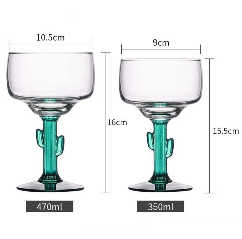 2 st mexikanskt glas margarita saguaro kaktus grön kant handblåst uppsättning  of 2