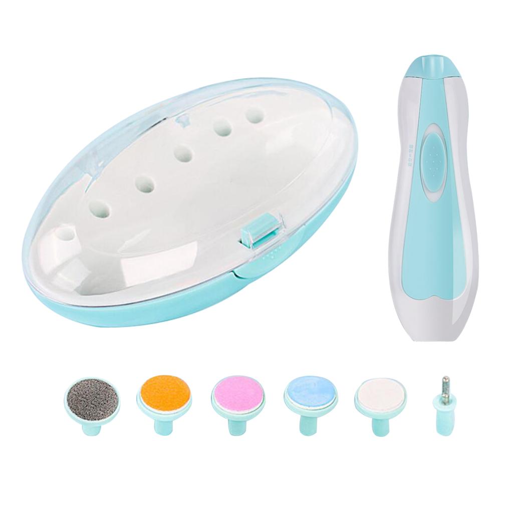 Elektrische Baby Nagel Datei Schermaschinen Trimmer Kleinkind Zehen Trimmen NäGel Polnischen Pflege Bausatz Tragbare Pedikübetreffend Haarschneidemaschine Schere: Blau