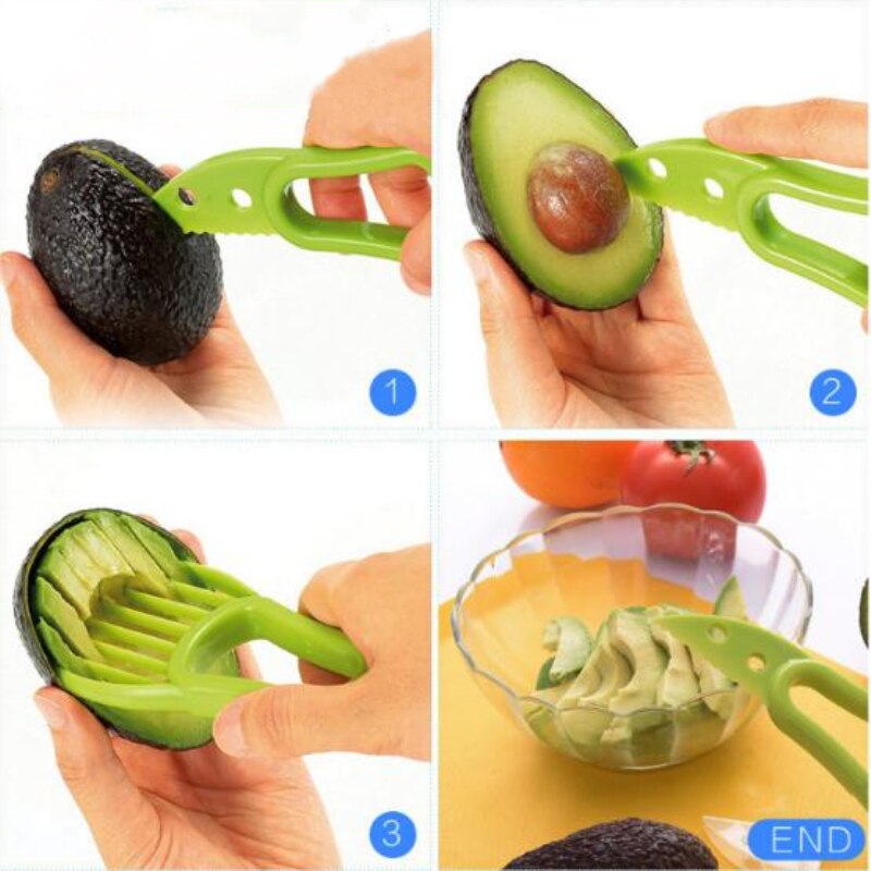 Trancheuse à avocat 3 en 1, éplucheur de fruits au beurre, couteau en plastique, outils de cuisine pour légumes, multifonction