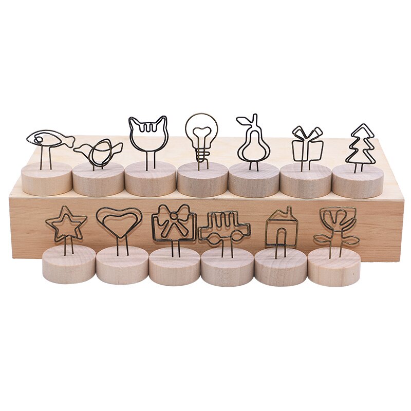 Note porte-carte Photo créative à Clip en bois, cœur en bois, étoile, arbre à fleurs, poisson, voiture, ornement de bureau de mariage
