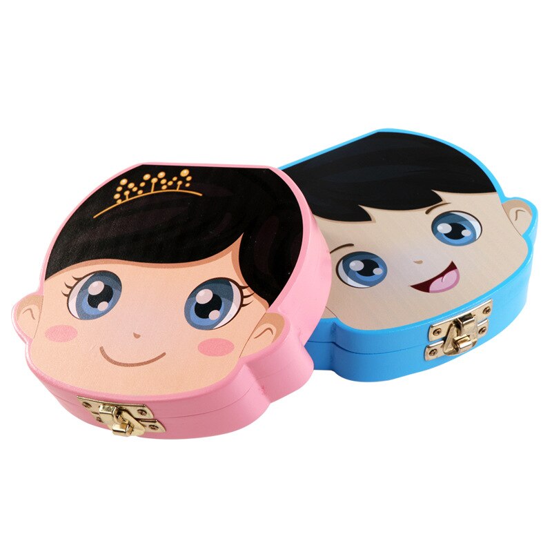 Baby Teeth Box Wooden Child Hair Storage Box Baby Souvenirs Boys Girls Tooth House Save Box