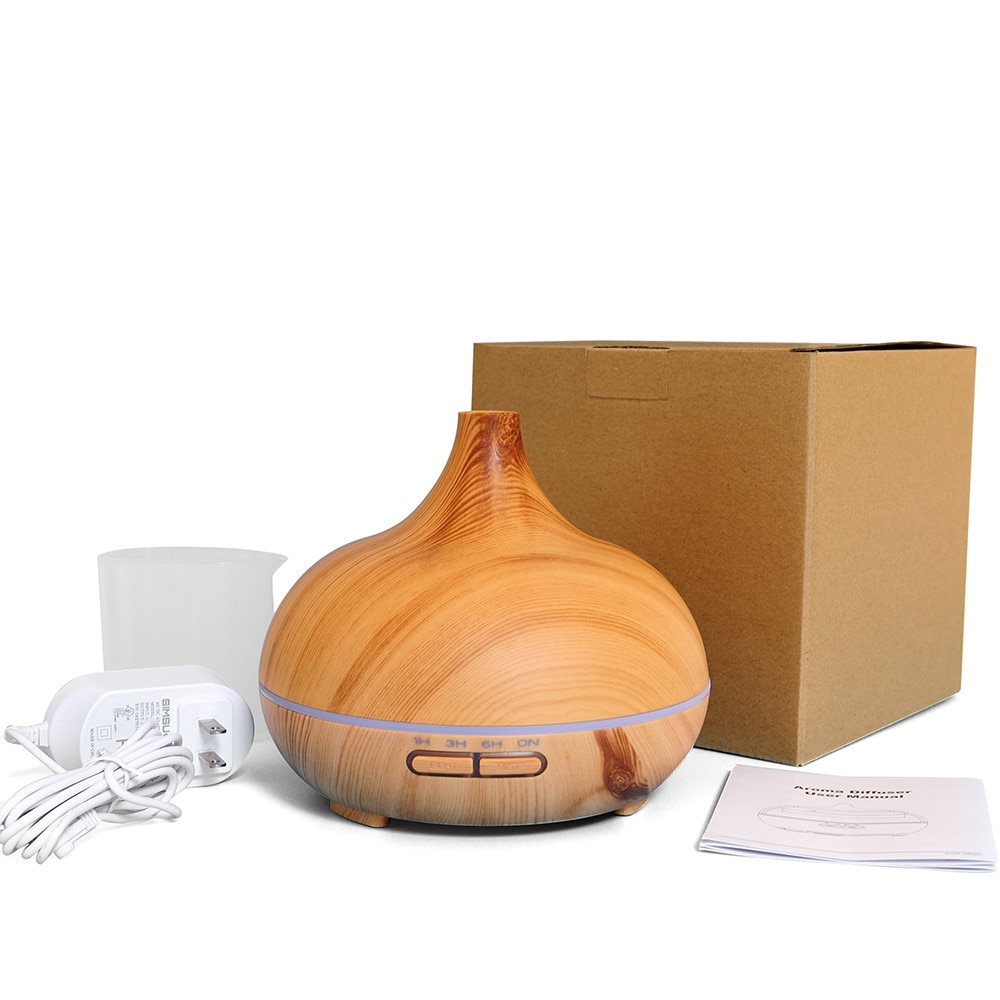 Wood Grain Air Humidifier ultrasonic Aroma Oil Diffuser With Remote Control Mist Makers Theapy Vapor Ultrasonic Light Purifier