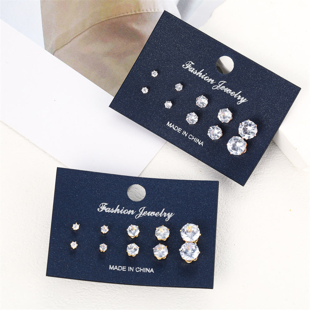 Set van 10 glanzende oorbellen met zirkonia steentjes, bezet met kubische zirkonia, voor dames en heren, unisex, goudkleurige legering, eenvoudige feestelijke oorbellen.
