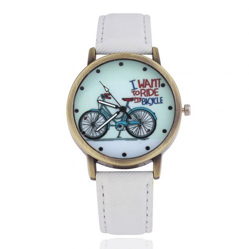 Unisex horloge trendy retro fiets canvas band wijzerplaat meisjes polshorloge leer analoog dames quartz horloges armband relogio: Wit