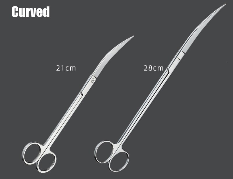Chihiros Aquarium Plant Stainless Steel Straight Scissors, ADA Spring Scissors Cruved Scissors Wave Shape Scissors: Cruved Scissors / S size-21cm