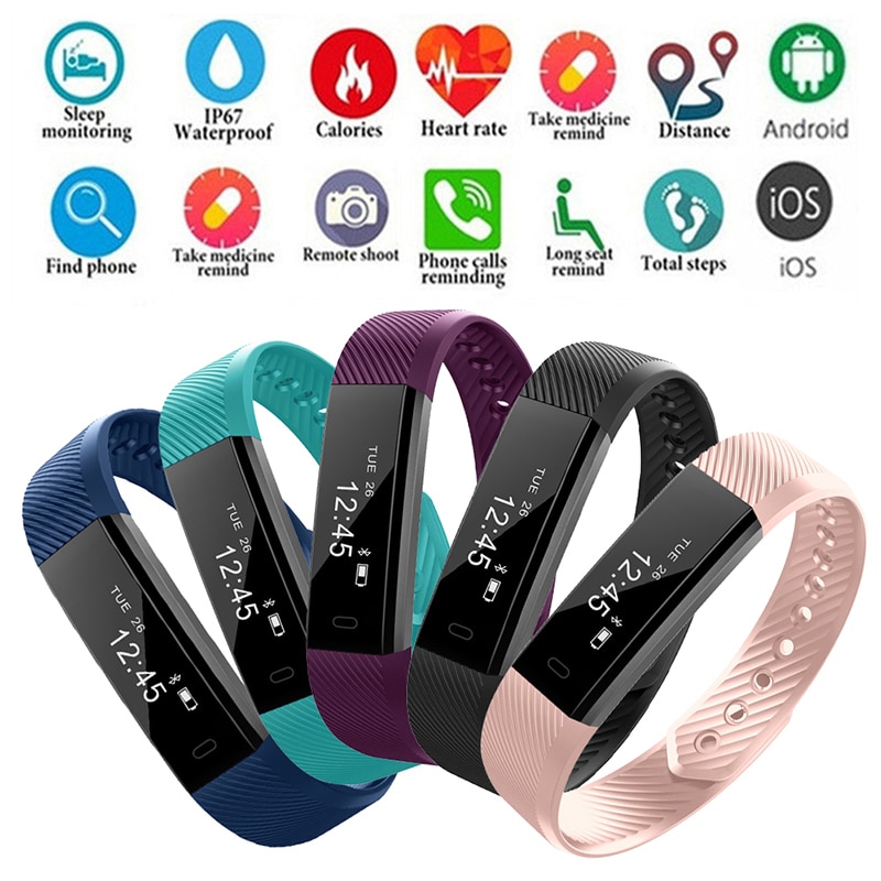 Smart Band Sport Bracelet Fitness Tracker Pedometer Step Counter Sleep Monitor Wristband Alarm Clock For IOS Android
