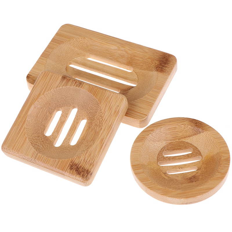 Jabonera de madera Natural de bambú soporte de bandeja de madera de jabón rejilla para guardar jabón caja de plato contenedor para baño plato de ducha baño