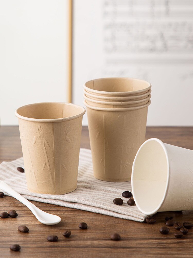 40/50 stks/pak Bamboevezel Huishoudelijke Papier Cups Wegwerp Koffie Kopje Thee Cup Feestartikelen