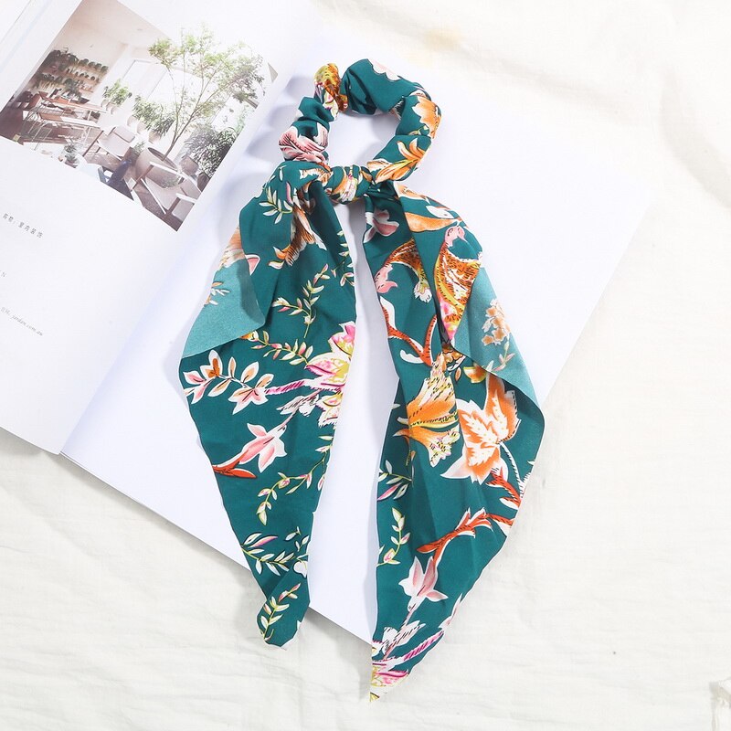4 färger sött band blad blomma rosett hårring hästsvans hårnål hårband hårfäste hårfäste gummiband håraccessoarer: Gn