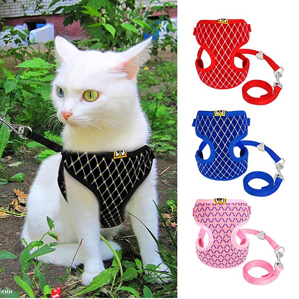 Cat clothes cat costume Breathable Pet Leash Puppy Cat Plaid Pattern Soft Chest Strap Vest Harness Leash Dog Supplies