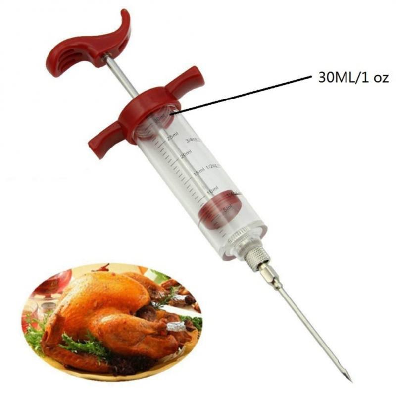 Seringue à viande BBQ et Marinade, avec aiguilles en acier inoxydable, pour dinde et poulet, accessoires de cuisine
