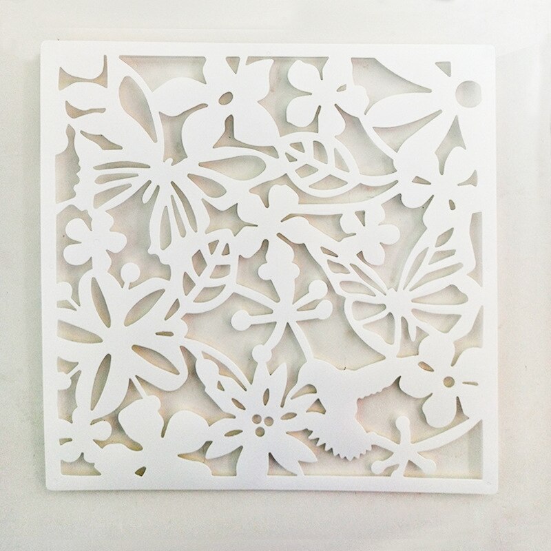 Écran suspendu creux 40*40cm, diviseur de pièce, décoration de maison, autocollants muraux, rideau creux, séparation papillon fleur: White