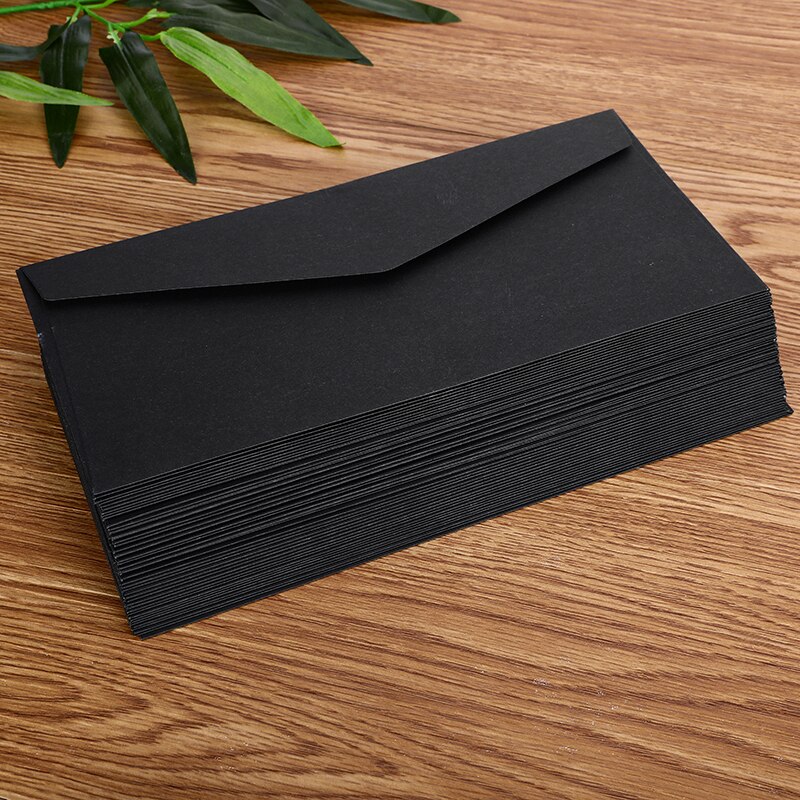 50pcs/lot Retro European Style Envelope Black White Craft Paper Envelope For Postcard Letter Scrapbooking School Stationary: Black