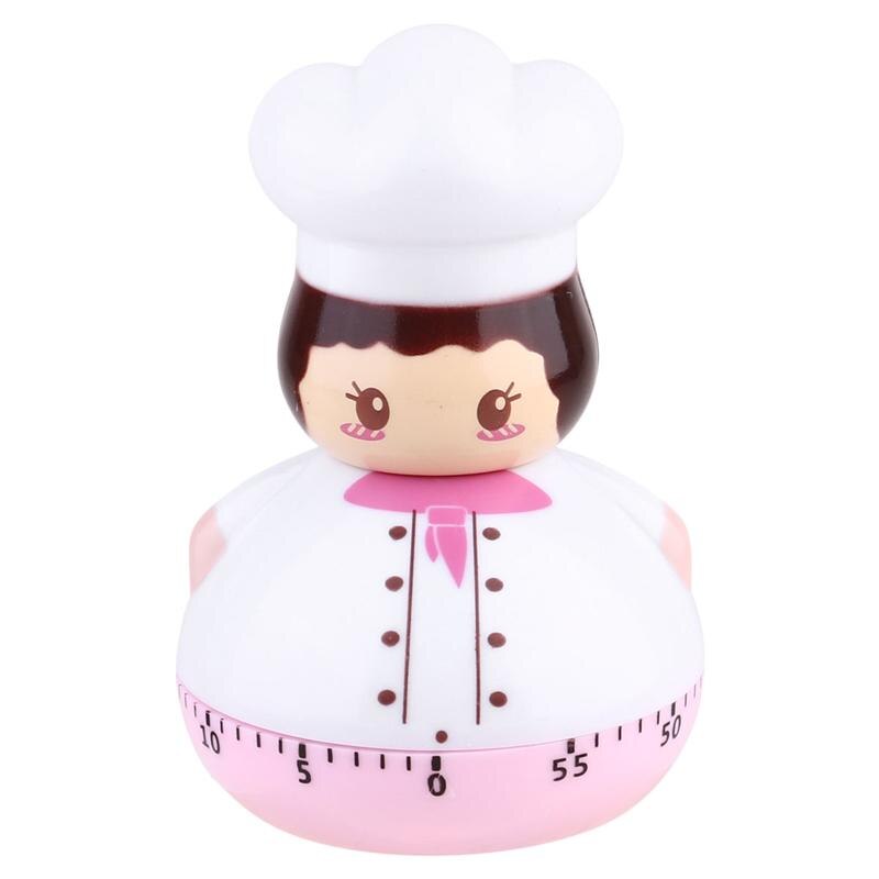 Mini kokk mekanisk timer kjøkken timer husholdning koketid leder bakepåminnelse nedtellingstidtaker for kokt egg: Rosa
