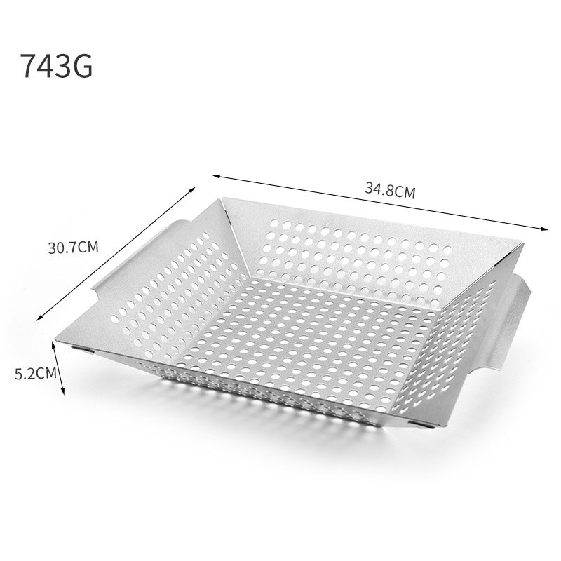 Heavy Duty Grill Basket - Large Grilling Basket for More Vegetables - Stainless Steel Grilling Accessories Built to Last: Basket without handl
