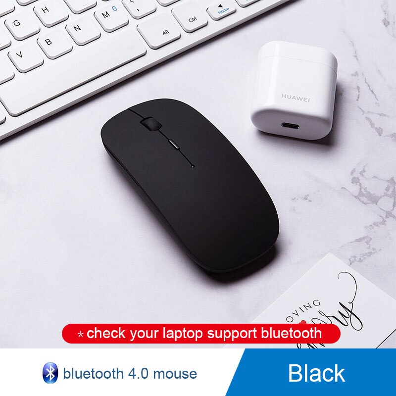 Wireless Mouse USB Receiver Rechargeable Mice for xiaomi/Dell/Hp/Lenovo/Acer/Asus Silent Bluetooth Mouse for Computer Laptop Pc: Bluetooth black