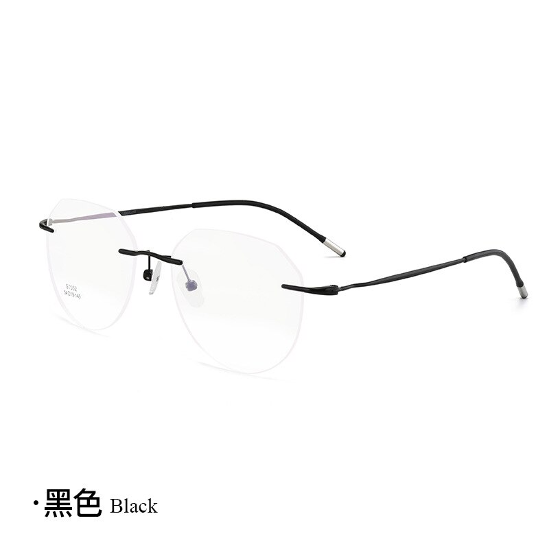Monture de lunettes en alliage de titane ultralégère pour hommes et femmes, monture carrée, Prescription de myopie, verre optique pour les yeux: Black