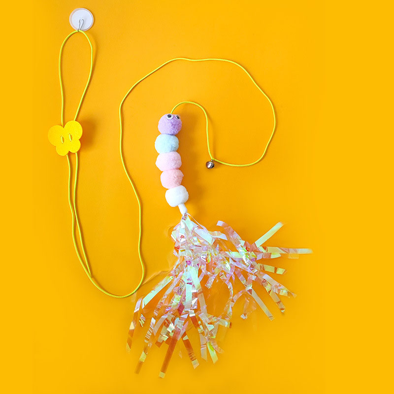 Cat Toys Kitten Toys Jump Exercise Interactive Toy-Replaceable Door Elastic Rope Automatic Toy Funny Cat Teaser Stick Mouse Toys: Caterpillar1