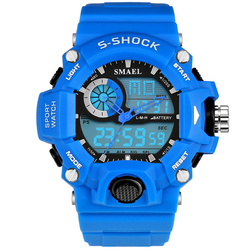 Meilleure Relojes Hombre hommes montre à Quartz numérique hommes G Sport 5 Bar étanche Quartz Led extérieur Sport montres hommes Reloj armée: Bleu ciel