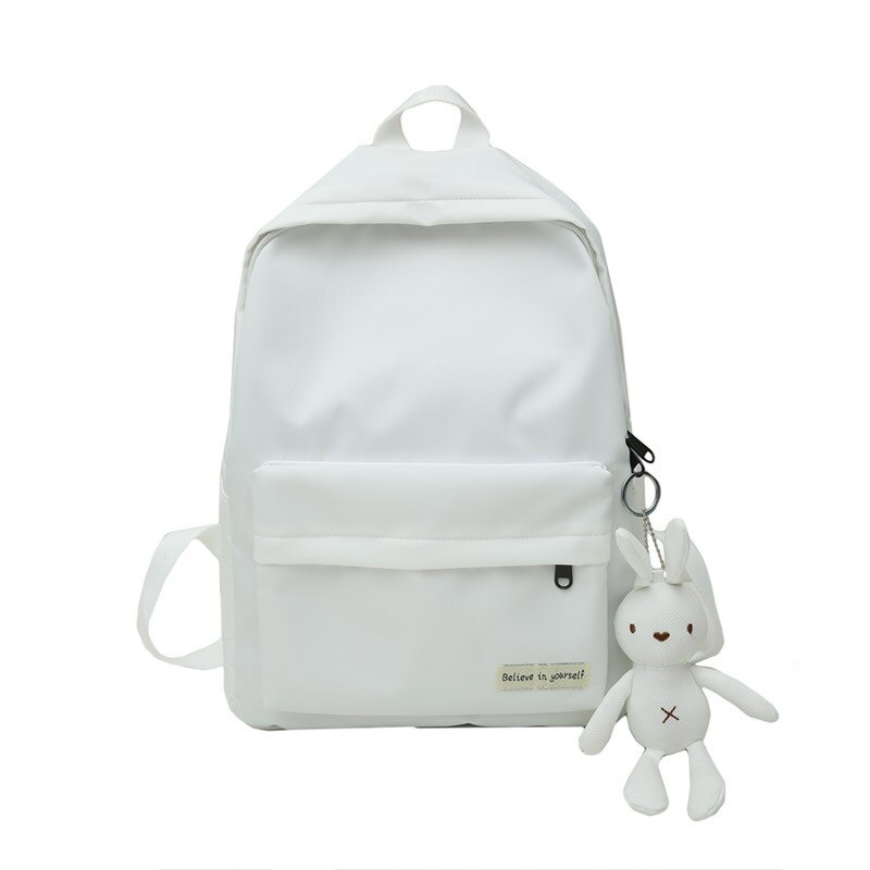 Backpack School Bag Female For Student College Campus Backpack Large Capacity Rucksack Mochila: White