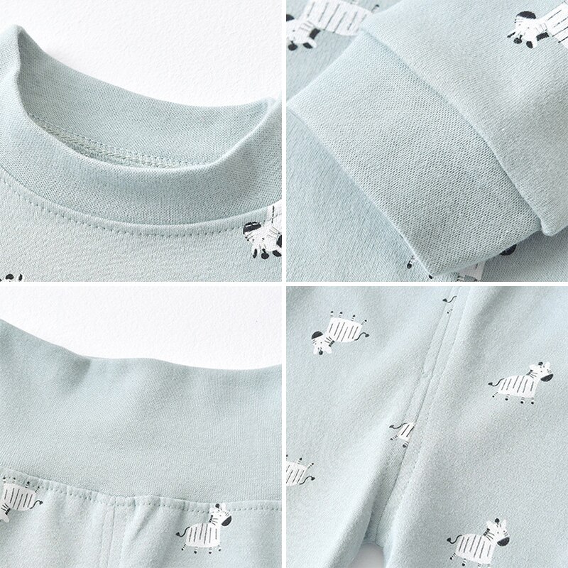 Biniduckling katoenen kinderpyjamaset voor jongens en meisjes, cartoon dierenprint kindernachtkleding met lange mouwen, warme winternachtkleding