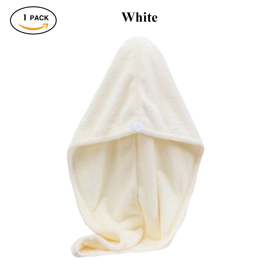 Dry Hair Towel Microfiber Polyester Flannel Wisp Long Curly Head Bath Hand Turban Towel for Adult Women Super Absorbent Quick: Hair Towel White