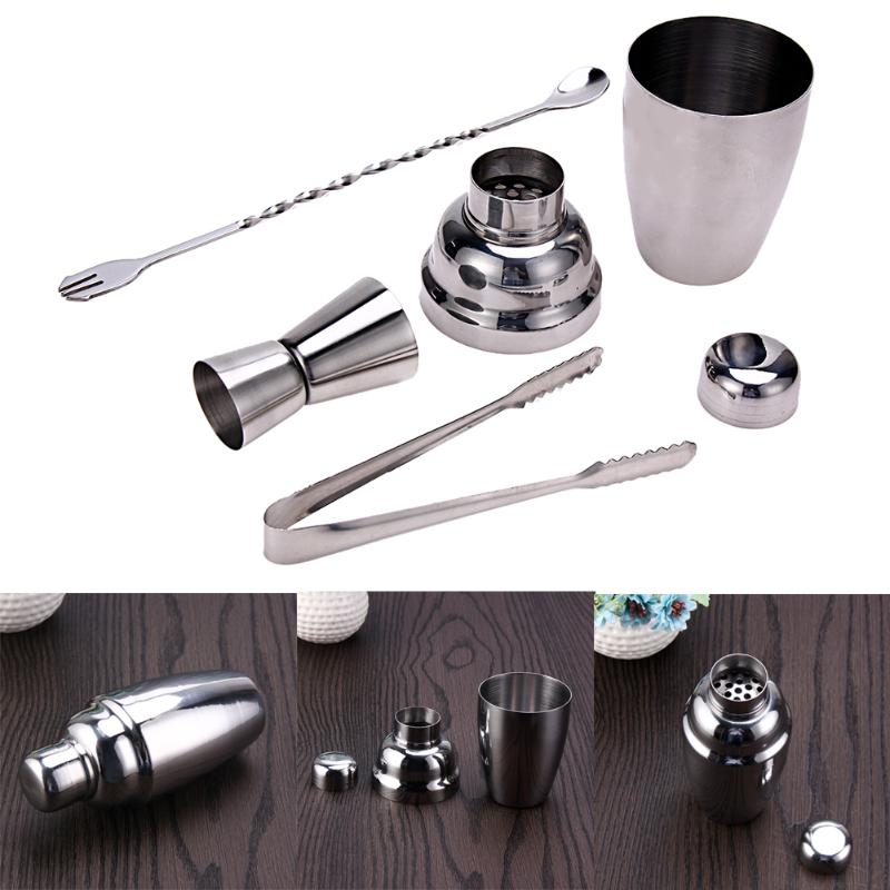 4pc 250ml Stainless Steel Drink Cocktail Shaker durable Cocktail Jigger Wine Pourer Corkscrews Bartender Kit Bar Tools