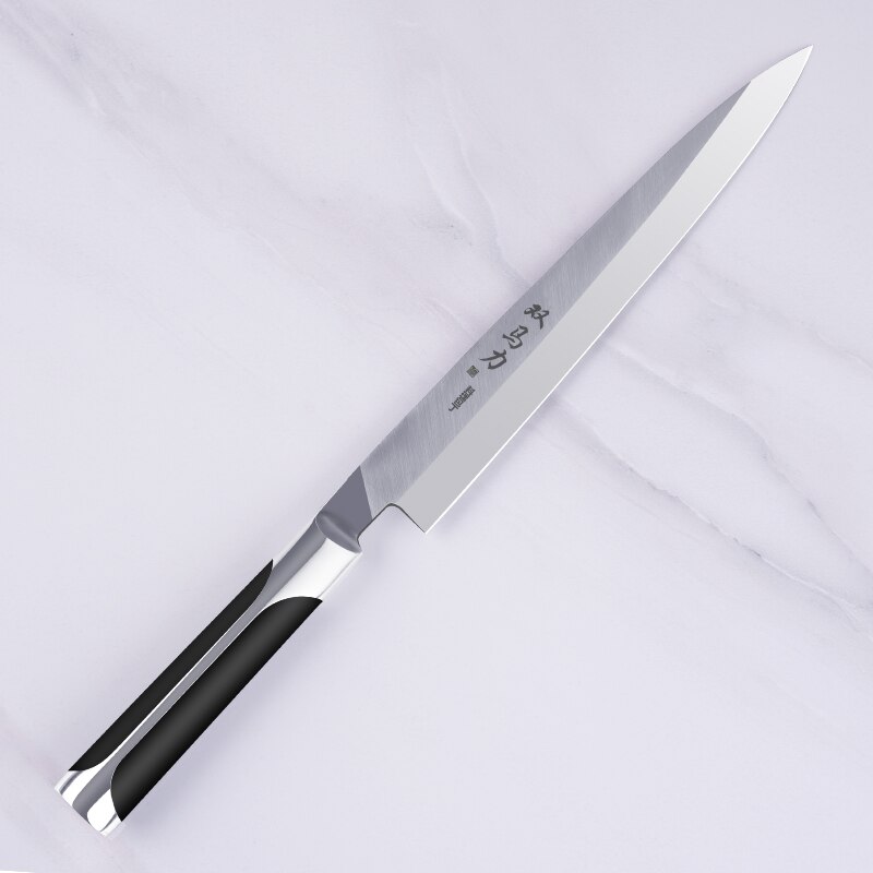 Sml sashimi køkkenkniv 11 tommer rustfrit stål kniv kokkeknive japansk stil sushi laksekniv boks