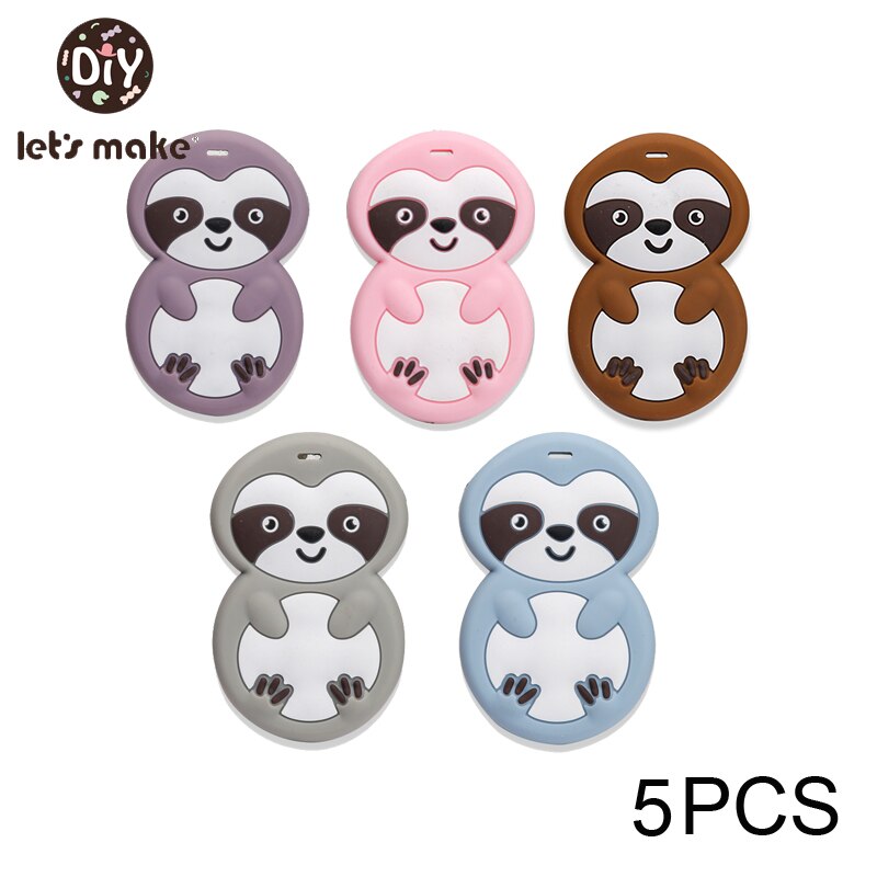 Laten We 5Pcs Luiaard Cartton Bijtring Speelgoed Leuke Dierlijke Vorm Baby Kauwen Pandent Accessoires Diy Fopspeen Clip Tandjes speelgoed