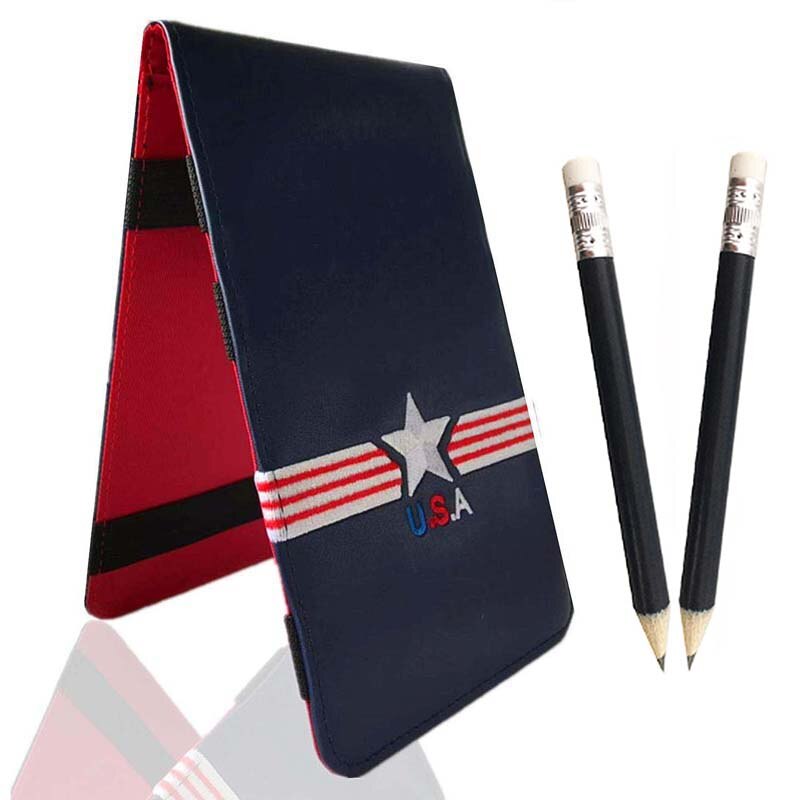 Funda de cuero PU para tarjeta de puntuación de Golf, soporte para tarjeta de puntuación de golfista con lápiz, suministros de ayuda de entrenamiento, accesorios,: USA Star