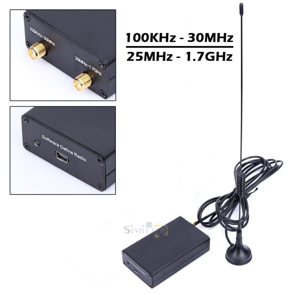 Ham Radio Receiver 100KHz-1.7GHz full Band UV HF RTL-SDR USB Tuner RTLSDR USB dongle with RTL2832u R820t2 RTL SDR Receiver