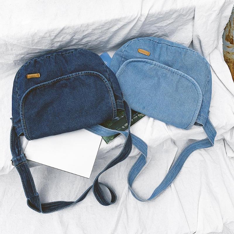 Retro klassieke Schoudertas Canvas Messenger Effen Kleur Herbruikbare Denim Schouder Crossbody Tas Toevallige Portemonnee voor Vrouwen