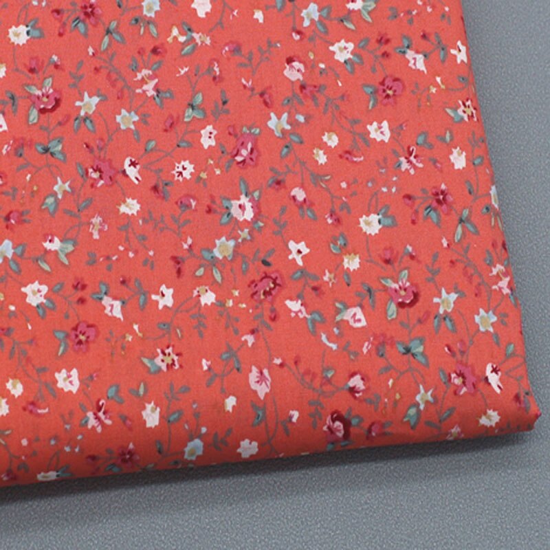 Tela de popelina de algodón con estampado Floral, Popelina de 4 colores, con hojas pequeñas y flores, 50x140cm, 100%