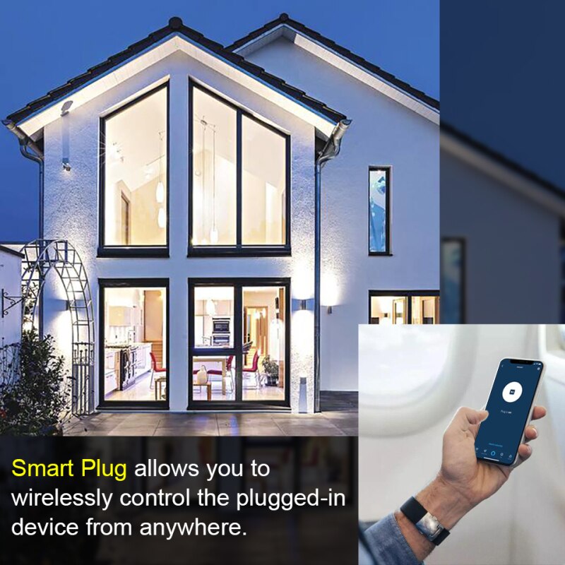 Broadlink-Smarthome SP4L de 16A con enchufe europeo, enchufe con WiFi, Control por aplicación de luz nocturna, temporizador portátil en cualquier lugar con Alexa de Google Home