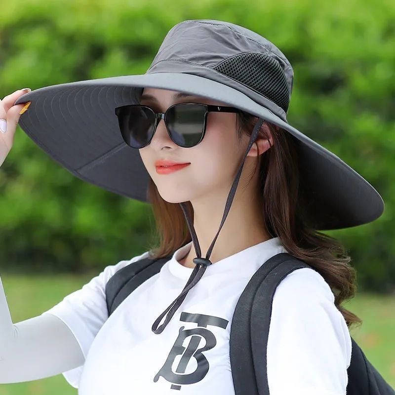 Sommer 15CM Große Krempe Sonnenhut Männer Atmungsaktive Gittergewebe Angeln Kappen Sonne UV Schutz UPF50 + Fischer Hüte für wandern Ich bin Freien Strand