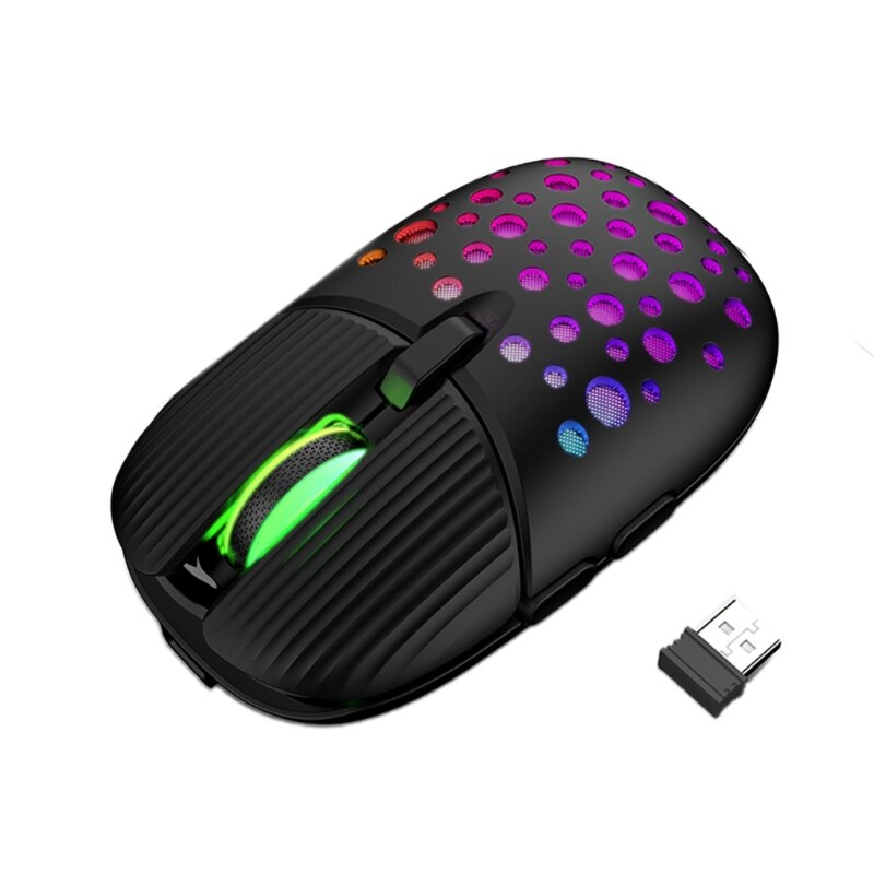 Mini Silent Wireless Optical Cartoon Mouse Mouse 3200dpi Ergonomic Computer Accessory Rechargeable Luminous: Black