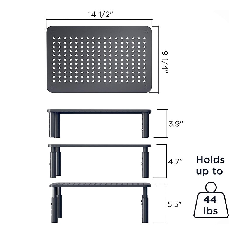 AAAJ-Stainless Steel Adjustable Monitor Riser Stand for Laptop, Desktop, Printer ,Top-Vented, Anti-Skid Computer Laptop Desk